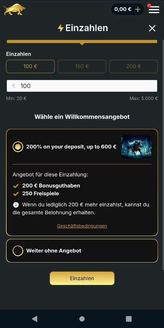 Sichern Sie sich den Willkommensbonus bei Bull casino