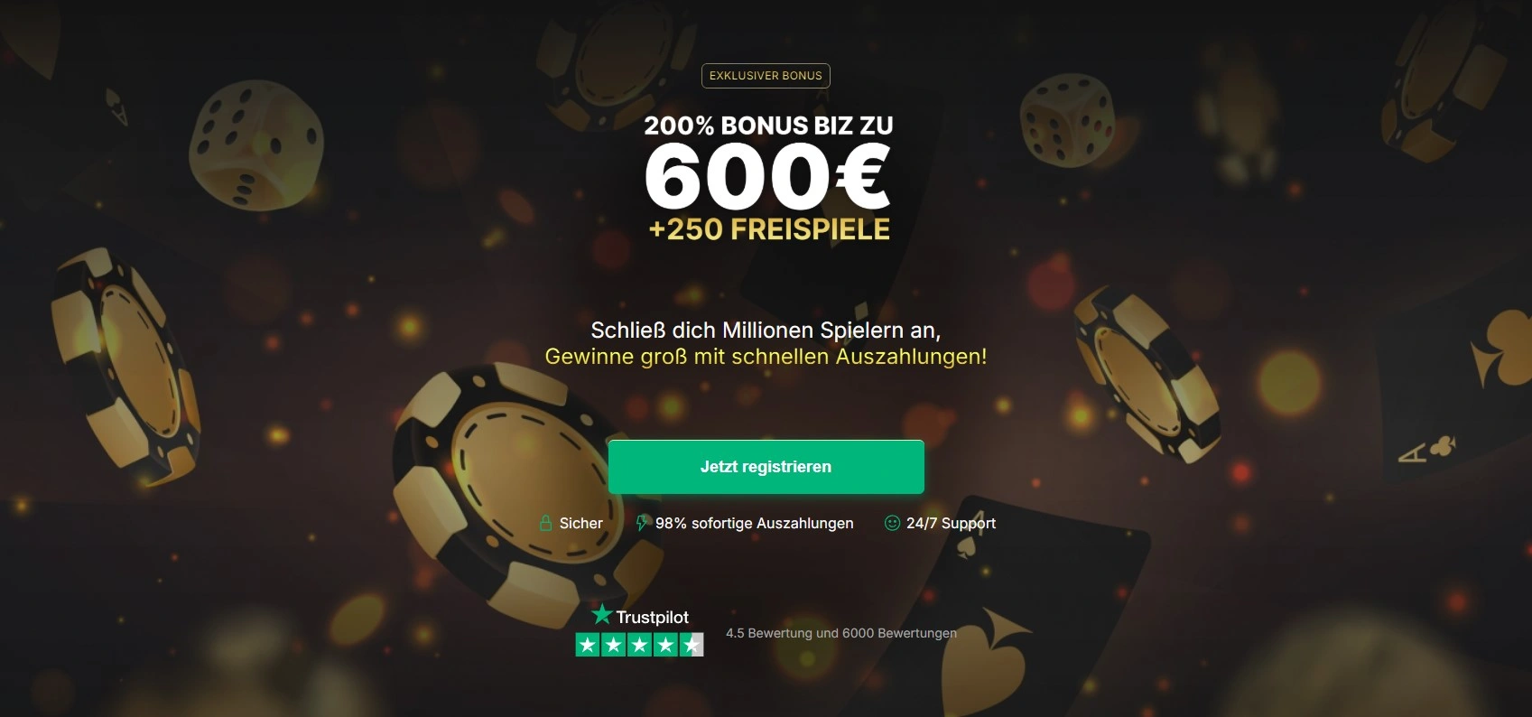 Kompakte Übersicht der Bull casino Hauptseite