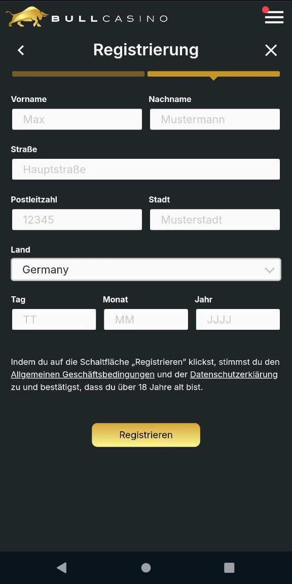 Bull casino Registrierungsprozess – schnell & einfach starten